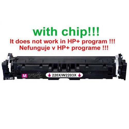 Kompatibilný toner pre HP 220X / W2203X-Plne funkčný čip! Magenta. Nefunkčné v programe HP+! 5500 strá